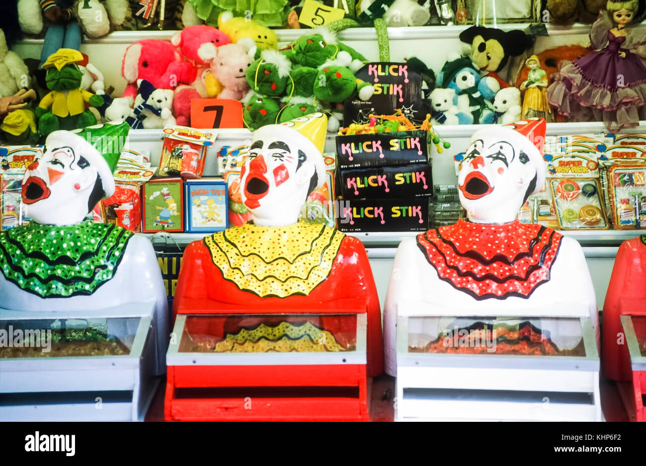 Blackpool funfair game throw the ball into clowns mouth to win prize