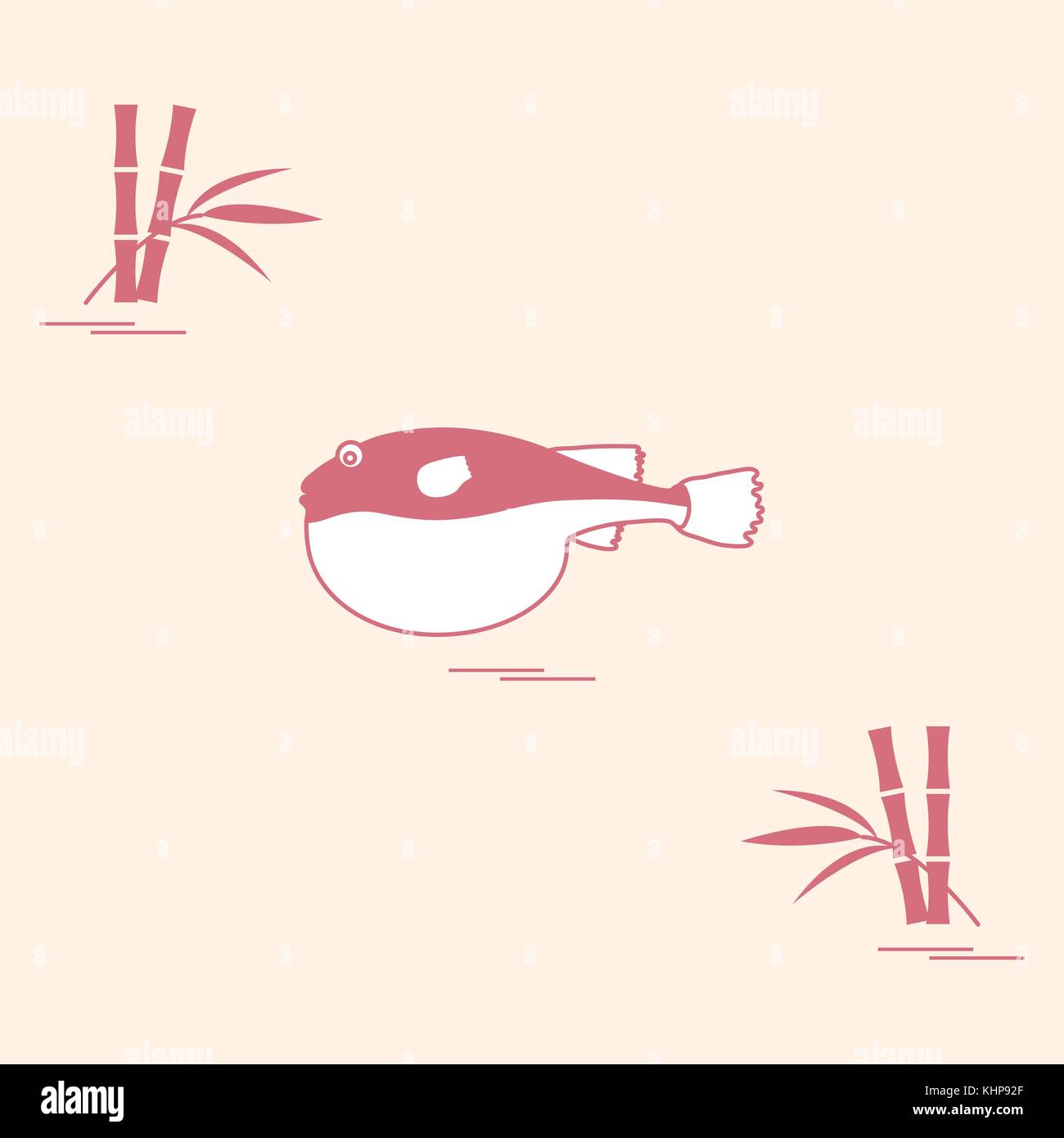 Puffer fish. Traditional asian cuisine. Bamboo Stock Vector Image & Art