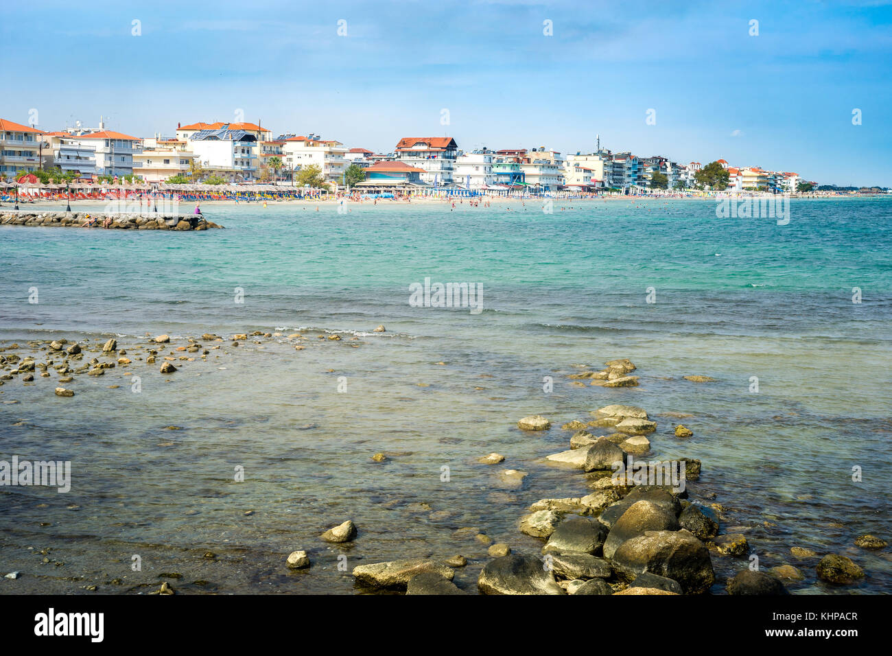 Paralia Katerini Beach View In Greece. Perfect Summer Destination In The Greek Riviera Stock Photo