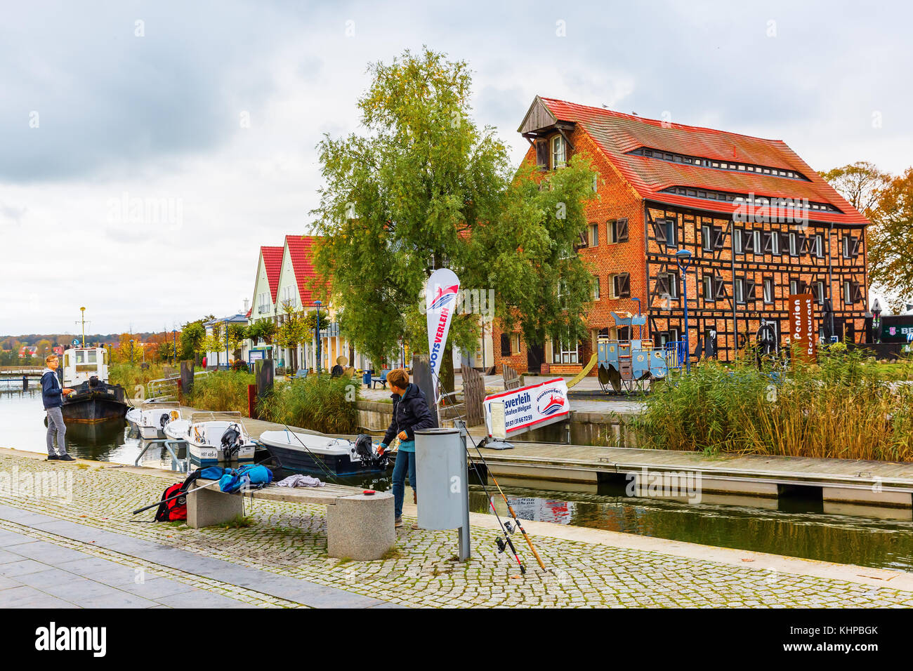 Foto zu Wolgast, Germany - October 23, 2017: city harbor of Wolgast with 