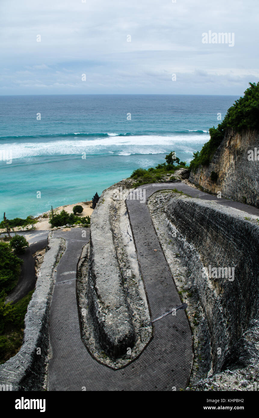 Road Leading To Melasti Beach Bali Indonesia Stock Photo