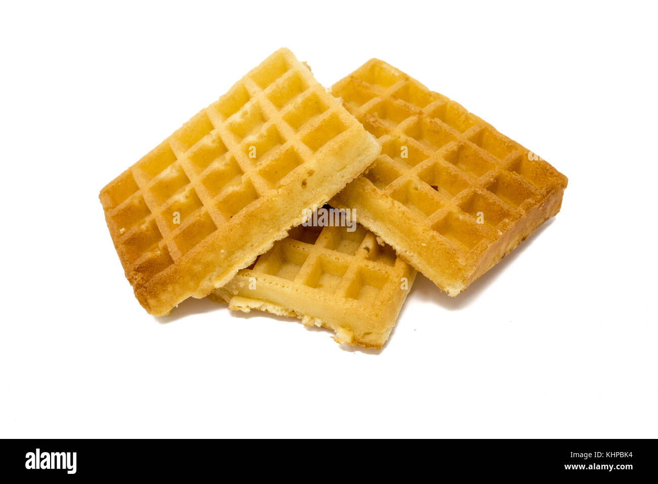 Three waffles on a white background Stock Photo