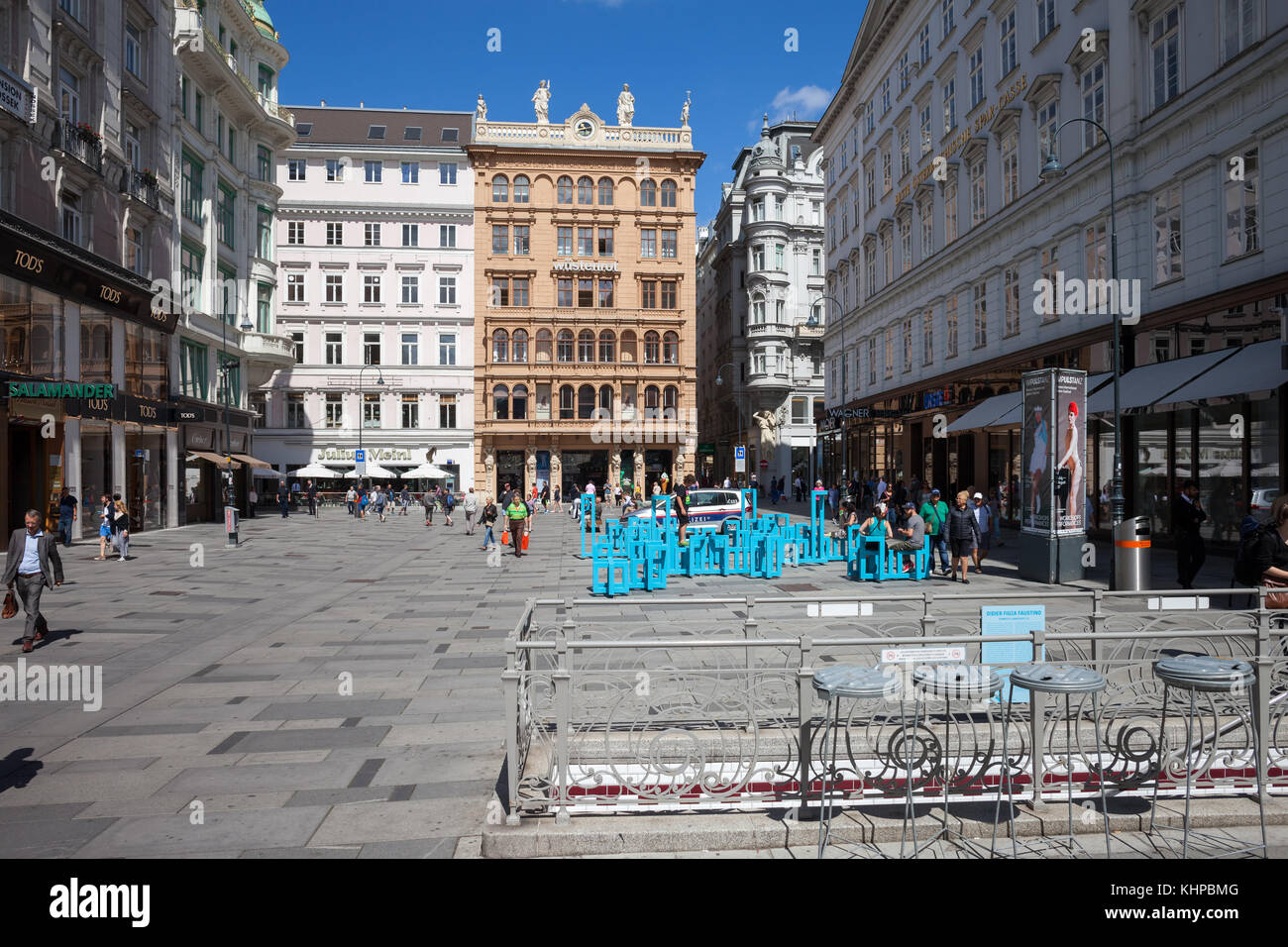 Graben street in city of Vienna, Austria, famous pedestrianized shopping street in the city centre, first district Stock Photo