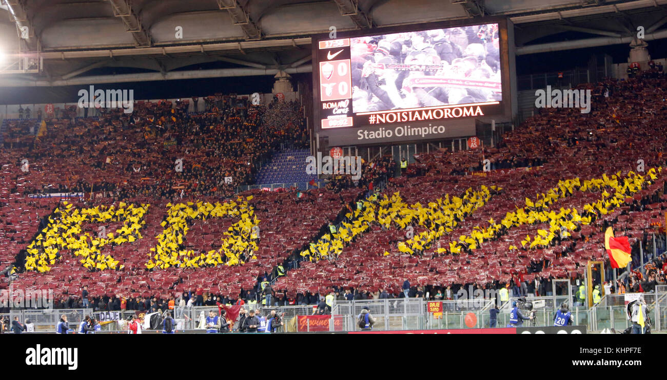 Rome Italy 18th Nov 2017 Roma Fans Wave Flags Prior To The Start Stock Photo Alamy