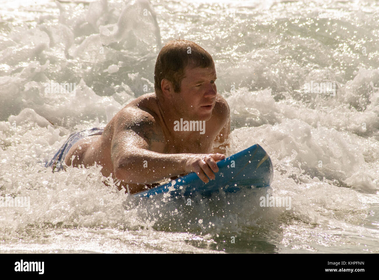 Bodysurfing on the Sunshine Coast, Queensland, Australia Stock Photo