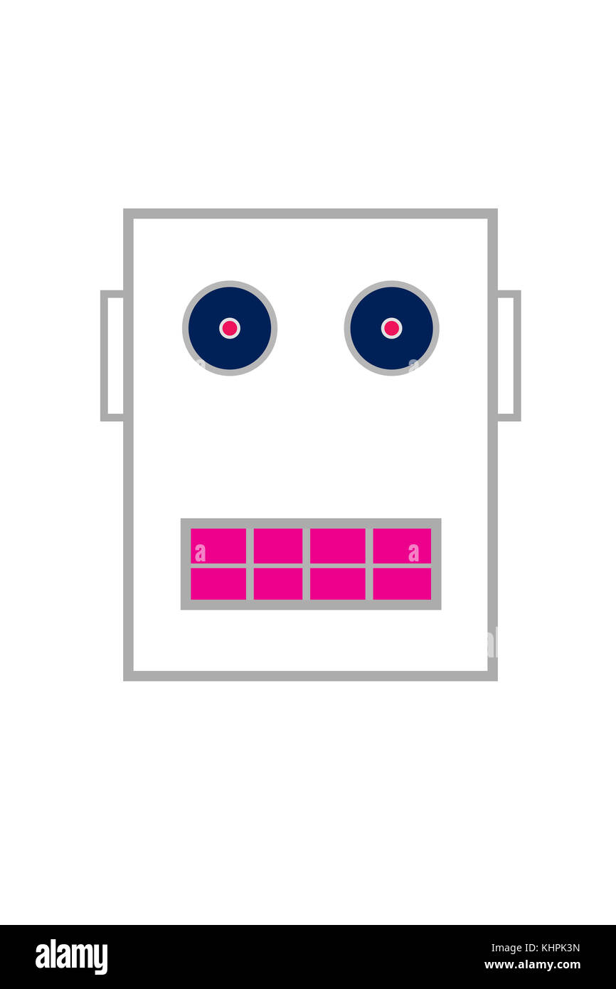 Retro robot face illustration Stock Photo