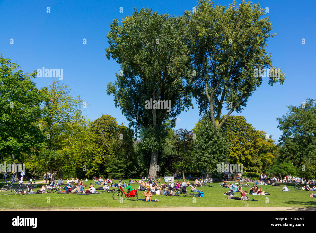 People relax in Vondel park Stock Photo