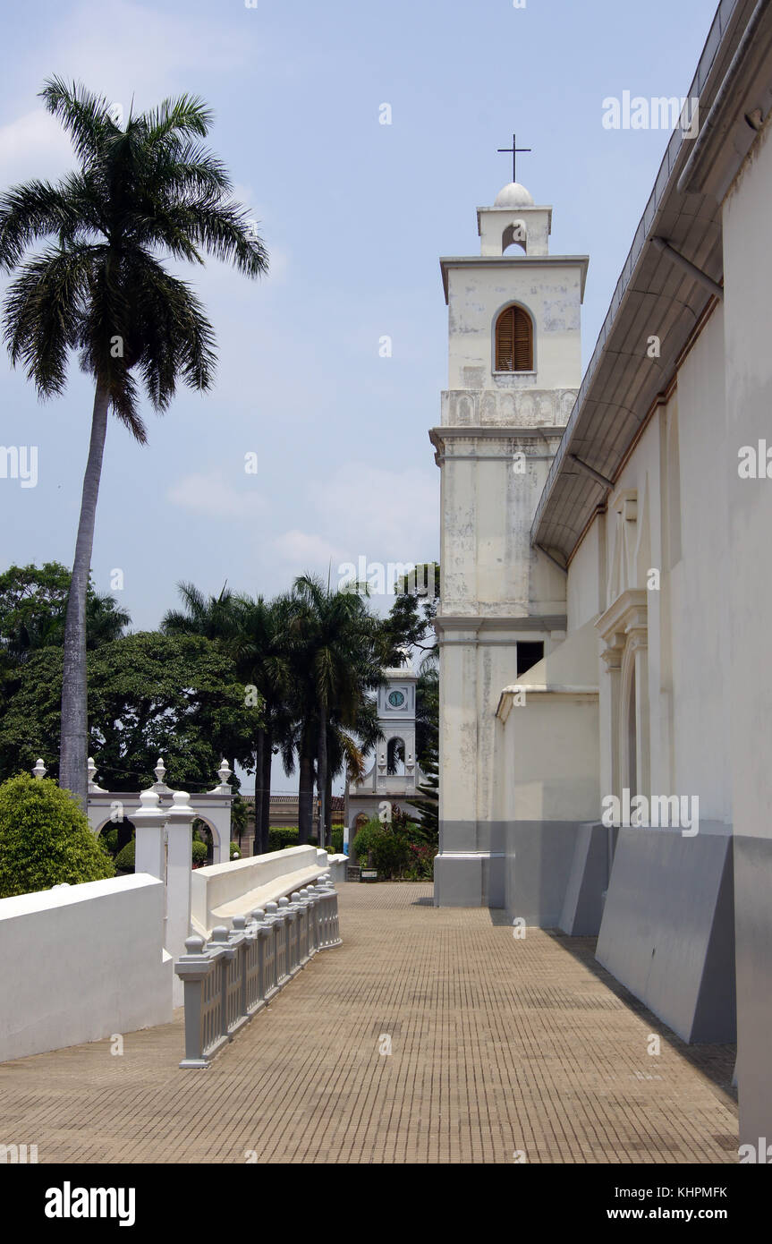 Back side of white church in Ahuachapan in SAlvador Stock Photo