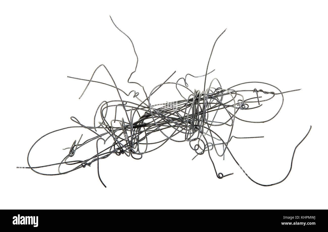 Random tangle of wires on a white background Stock Photo