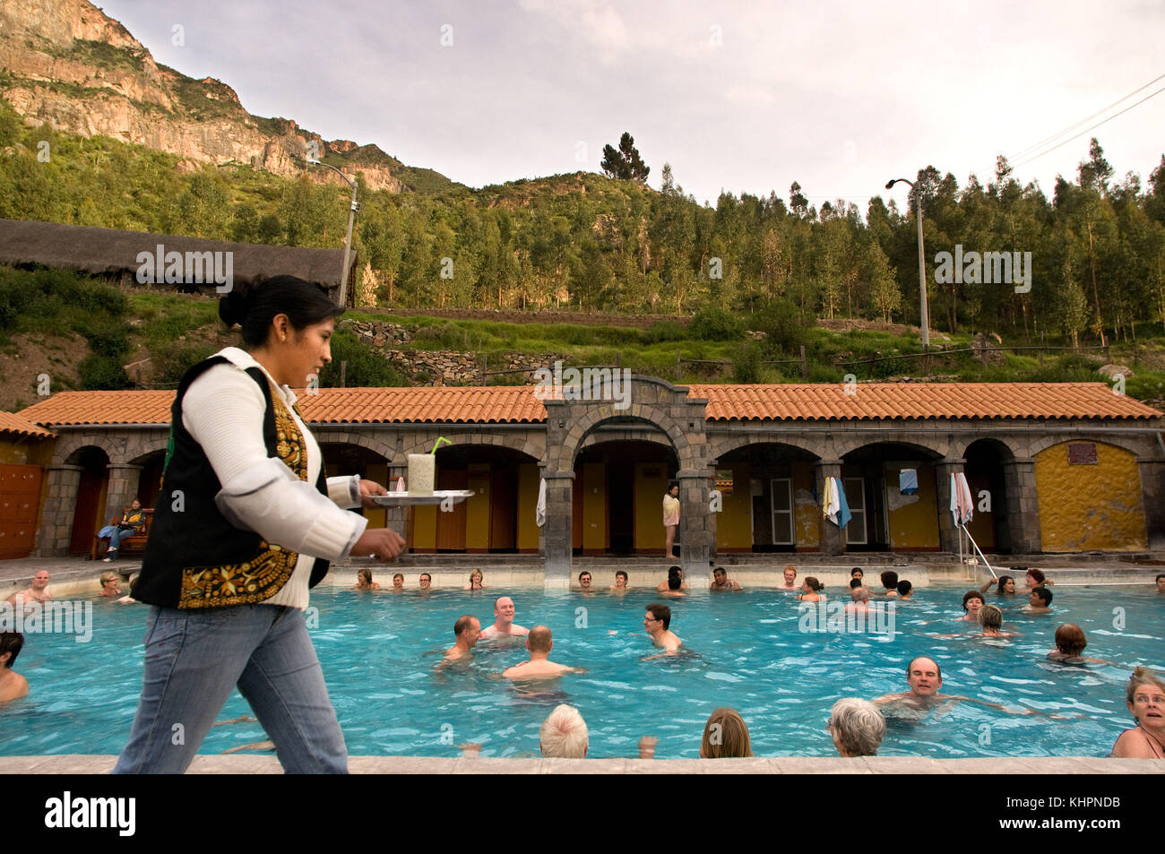 The hot springs of La Calera, Chivay, Colca Valley, Arequipa Department, Peru Stock Photo