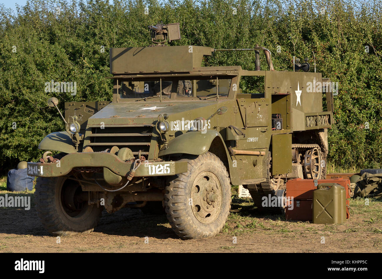 M3 Half-Track, US Army WW2 markings, Cosby Victory Show, UK. Stock Photo