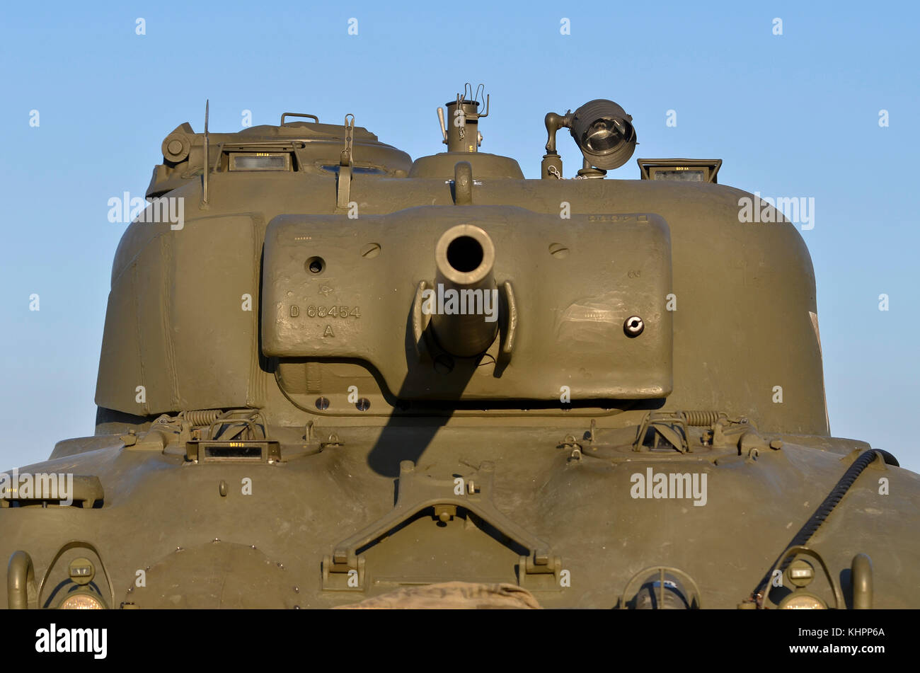 Sherman Tank M4A1 turret with 75mm gun, Cosby Victory Show, UK. Stock Photo
