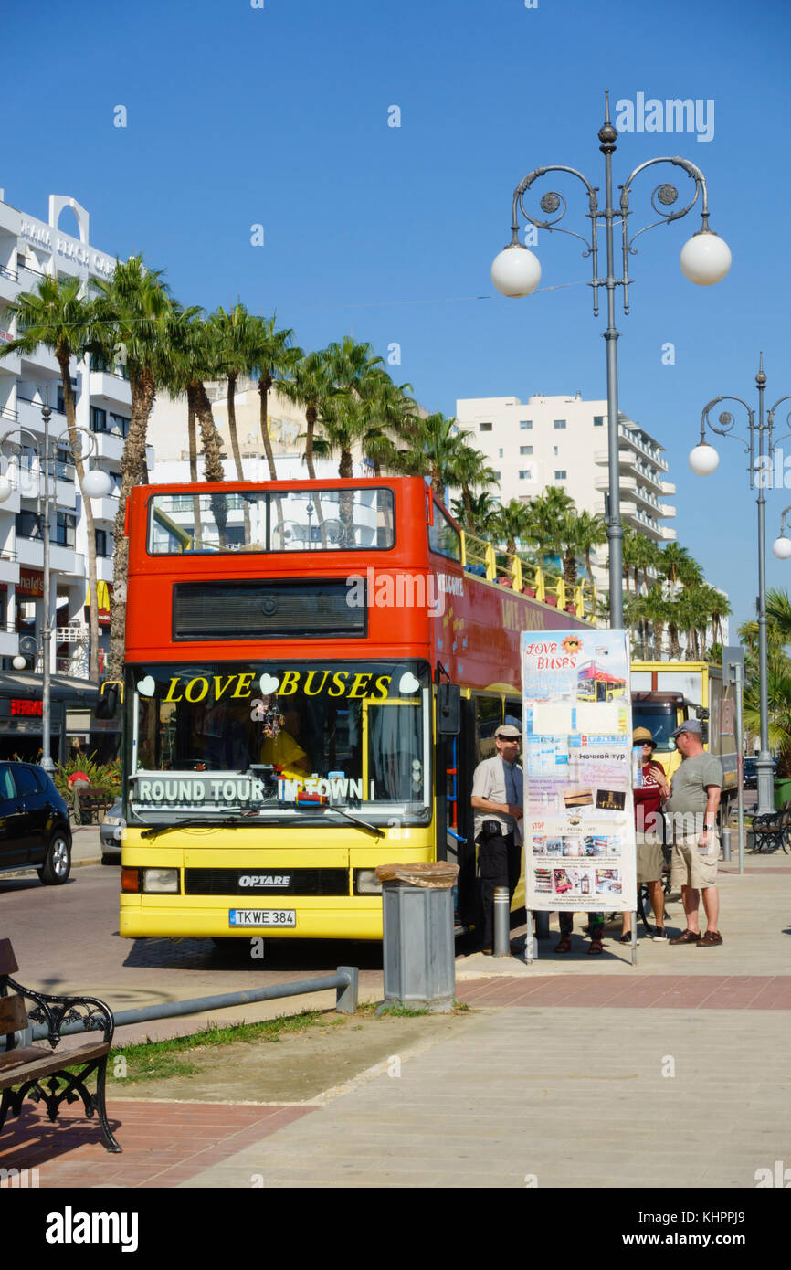 Optare opentop double decker sightseeing bus, Finikoudes promenade