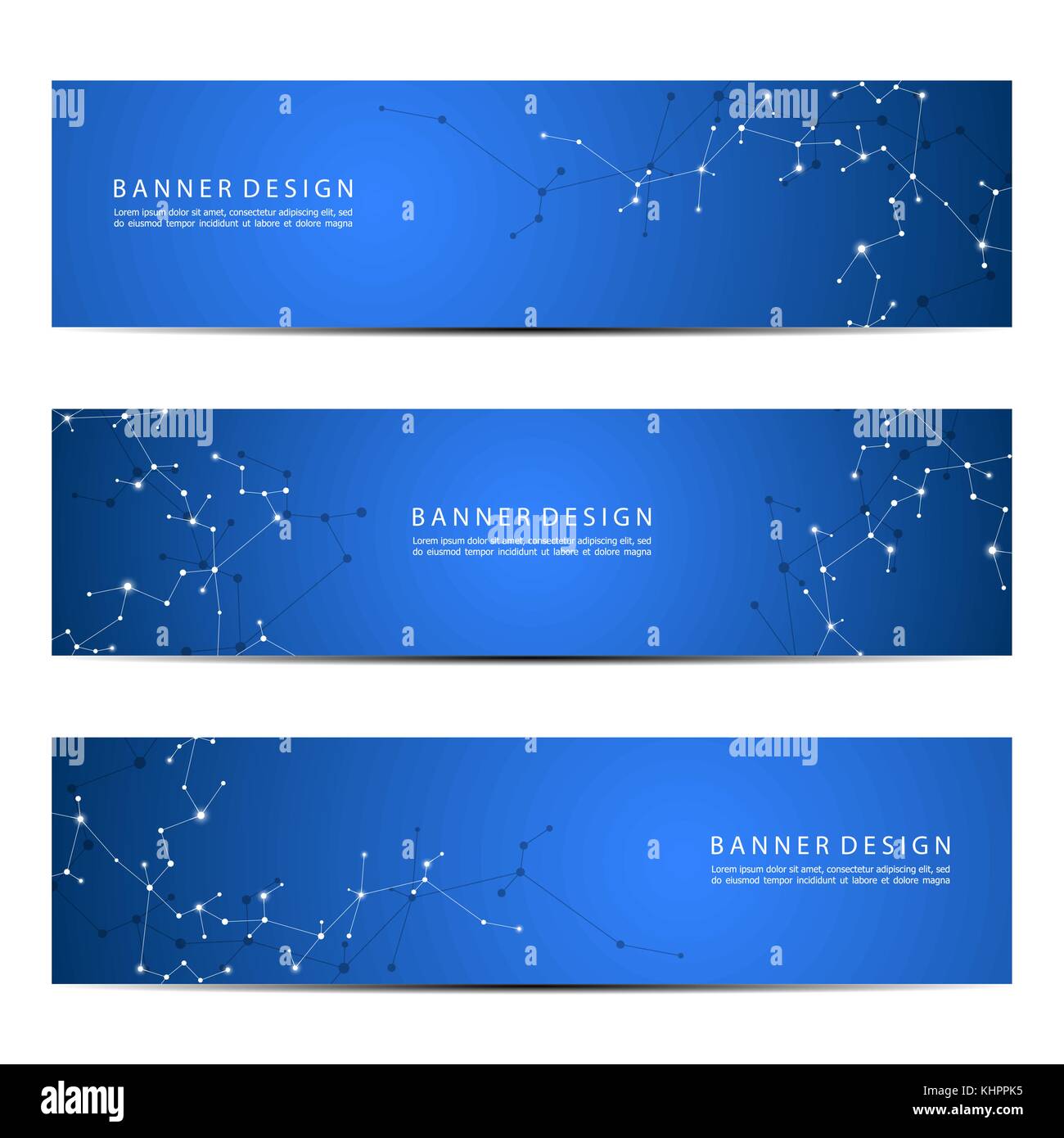 Set of abstract banner design, dna molecule structure background ...