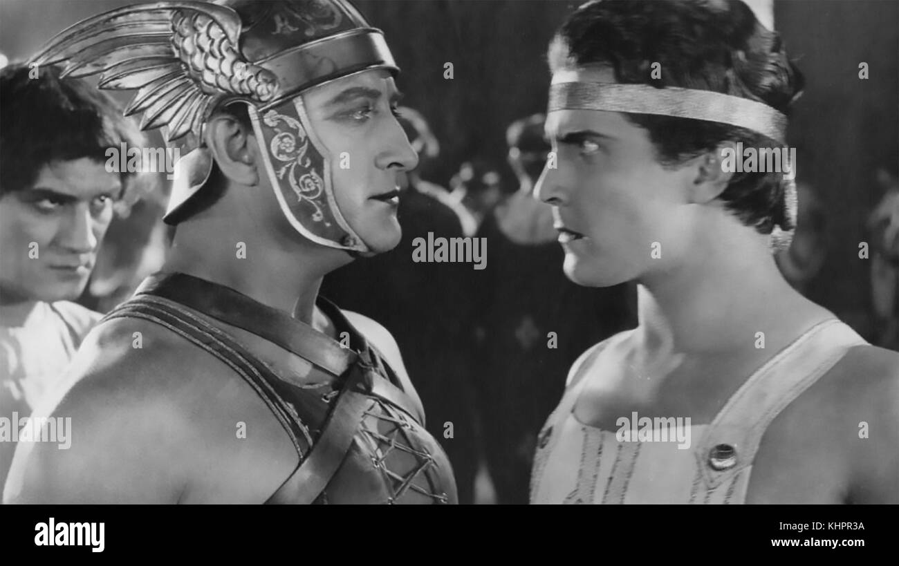 BEN-HUR: A TALE OF THE CHRIST 1925 MGM film with Ramon Novarro at right and Francis X. Bushman Stock Photo