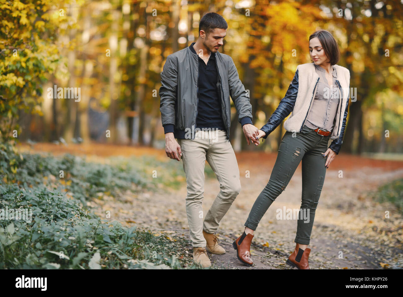 couple in the park Stock Photo - Alamy