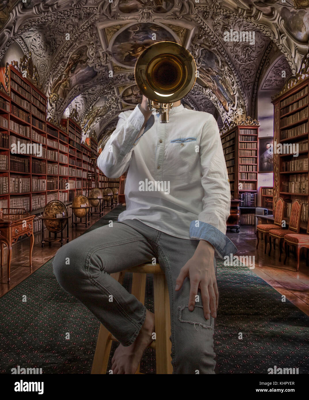 Trumpet Head Boy With Bugle/Trumpet Stock Photo Alamy