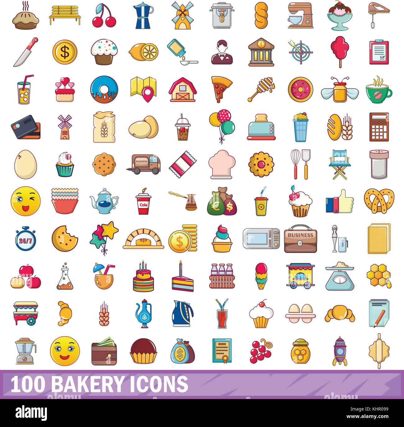 100 bakery icons set, cartoon style Stock Vector Image & Art - Alamy