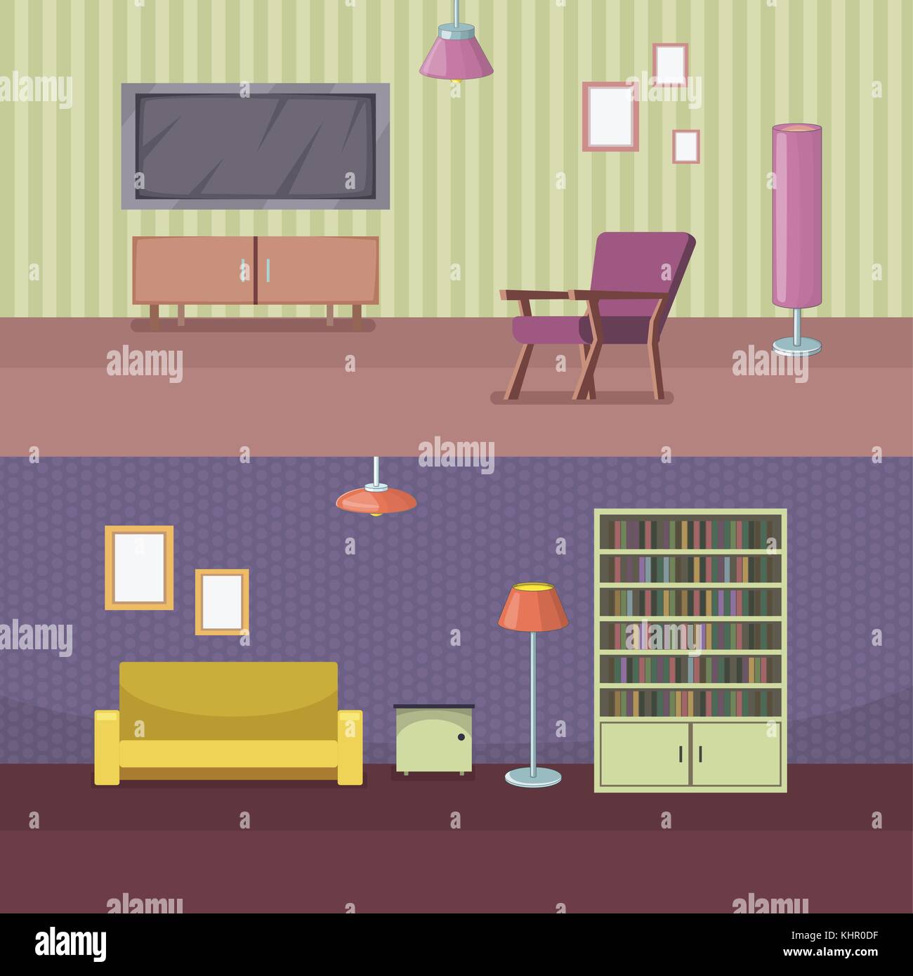 Furniture horizontal banner set with house accessories vector ...