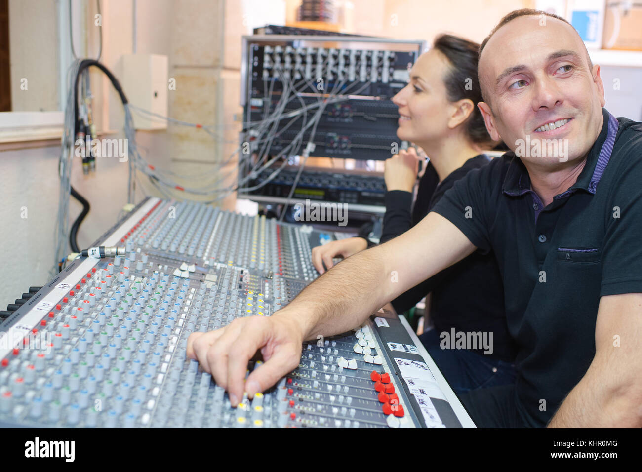 sound engineers in the recording studio Stock Photo Alamy