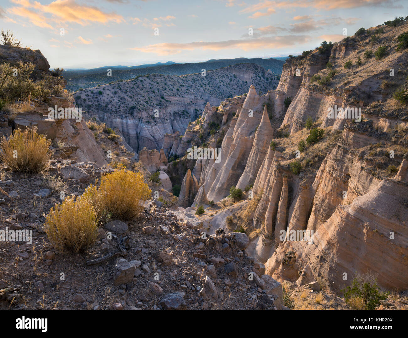 Eroded rocks and valley, Kasha-Katuwe Tent Rocks National Monument, New ...