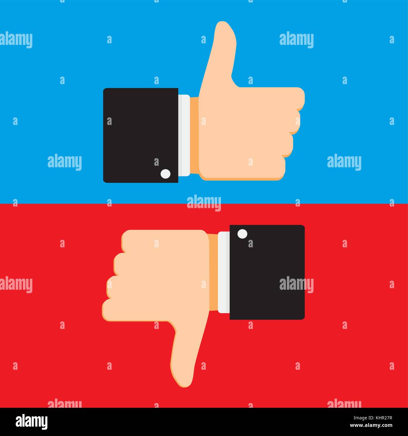 Like and dislike gesture hand. Vector good web, social sign illustration, icon finger thumb up Stock Vector