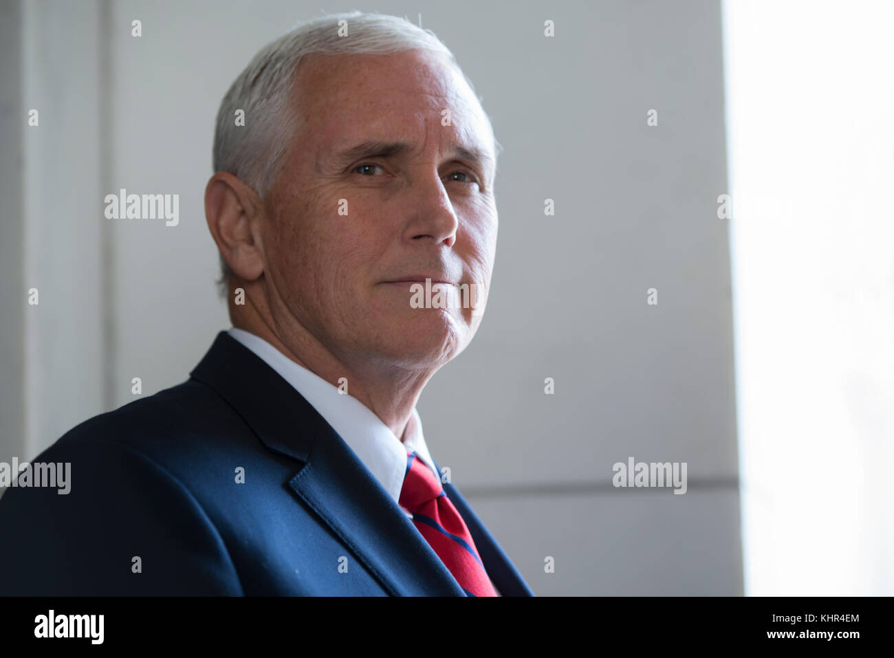 U.S. Vice President Mike Pence attends the 64th Observance of Veterans Day at the Arlington National Cemetery Memorial Amphitheater November 11, 2017 in Arlington, Virginia.  (photo by Elizabeth Frazer via Planetpix) Stock Photo