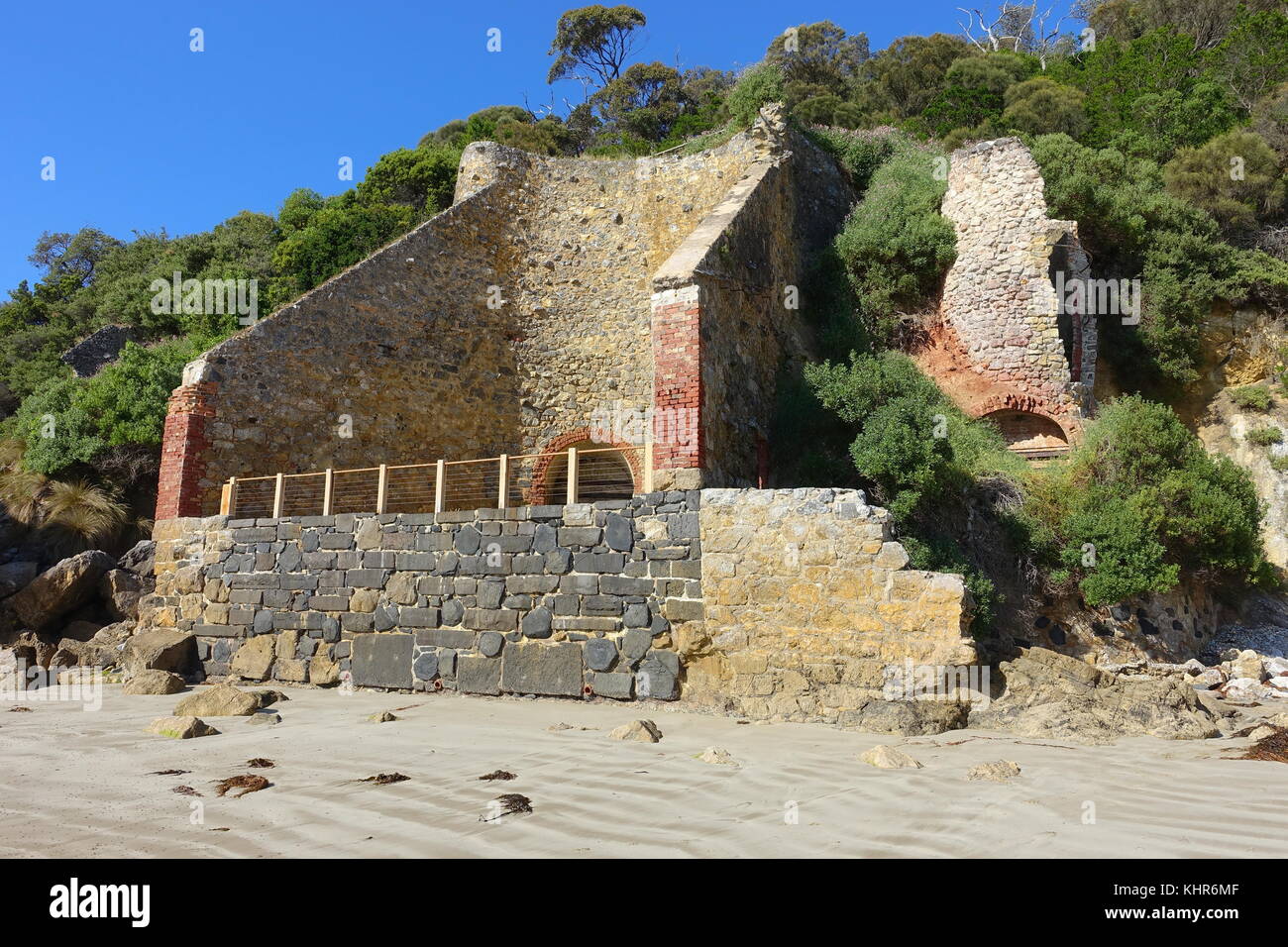 Ruins of former lime kilns at Walkerville South, South Gippsland, Australia Stock Photo