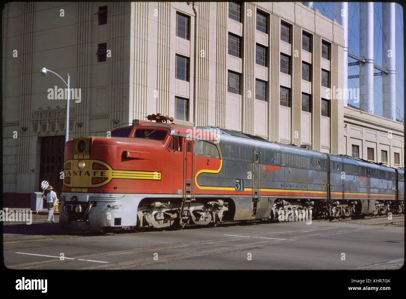 Santa Fe Diesel Locomotive Train from Los Angeles, Broadway, San Diego, California, USA, 1964 Stock Photo