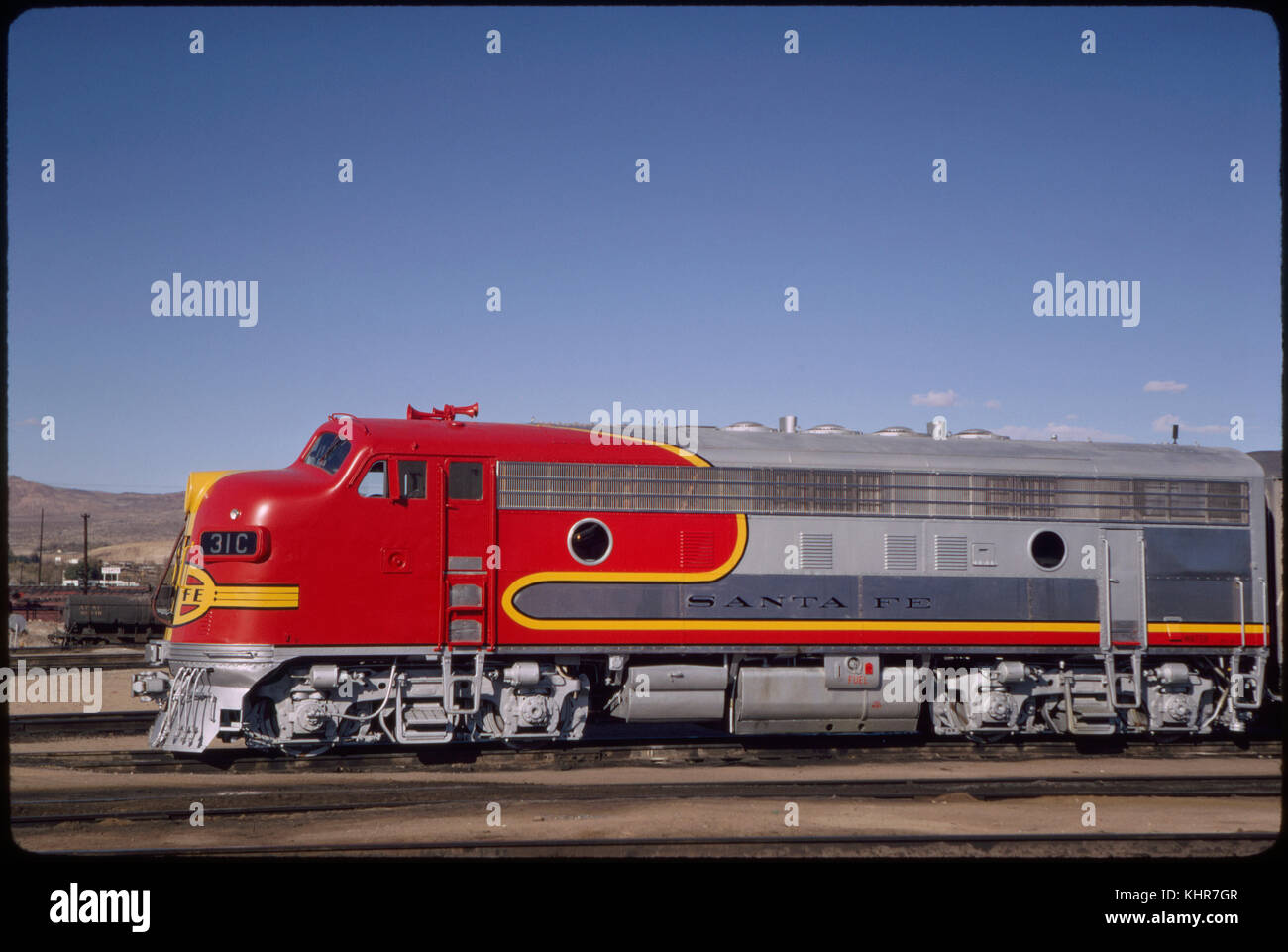Santa Fe Diesel Locomotive Train, Barstow, California, USA, 1966 Stock Photo