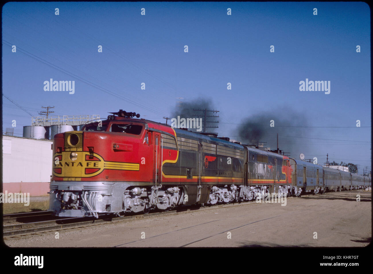 Santa Fe Diesel Locomotive Train, Barstow, California, USA, 1966 Stock Photo