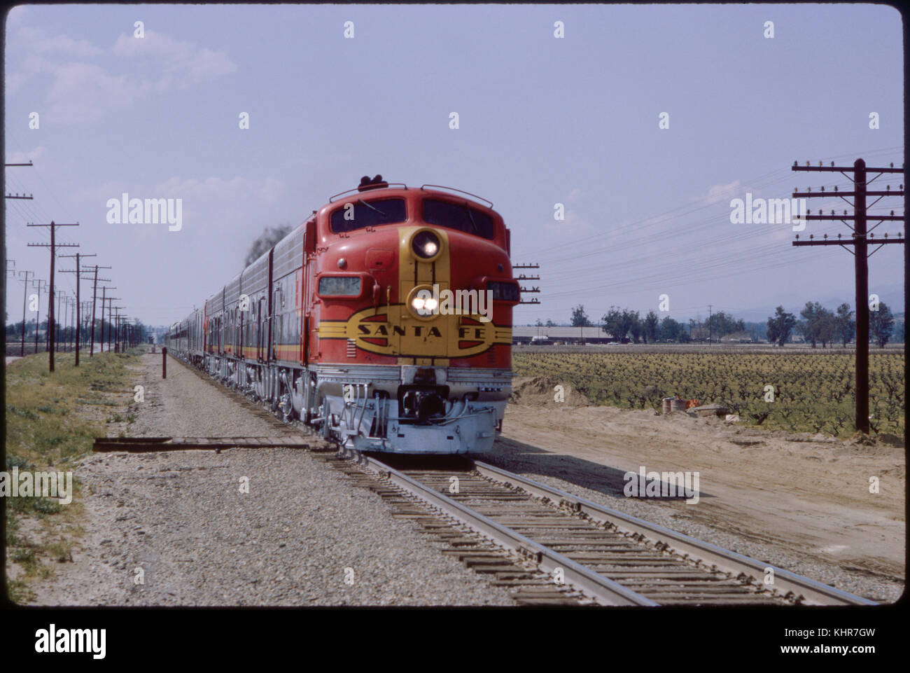 Santa Fe Diesel Locomotive Train, near Cucamonga, California, USA, 1965 Stock Photo