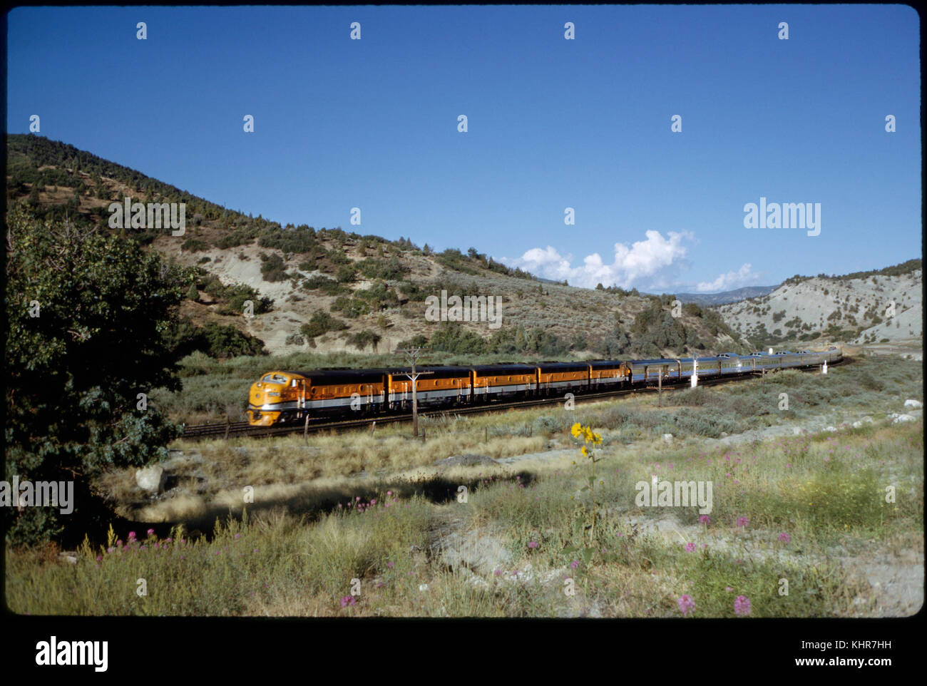 California Zephyr Train in Mountain Landscape, Utah, USA, 1965 Stock Photo