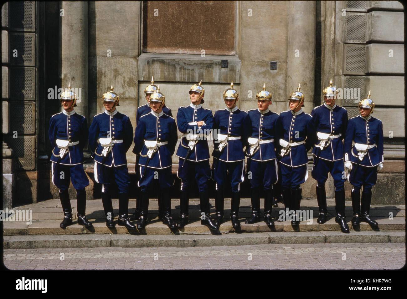 Portrait of Royal Guards at Royal Palace, Stockholm, Sweden, 1966 Stock Photo