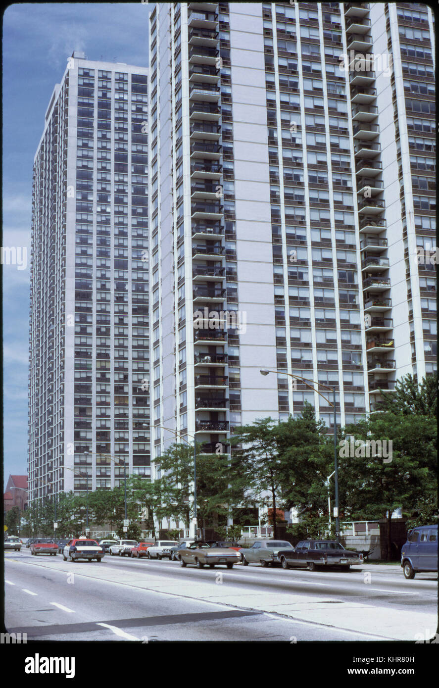 Carl Sandburg Village Apartment Complex, North Clark Street, Chicago, Illinois, USA, 1972 Stock Photo