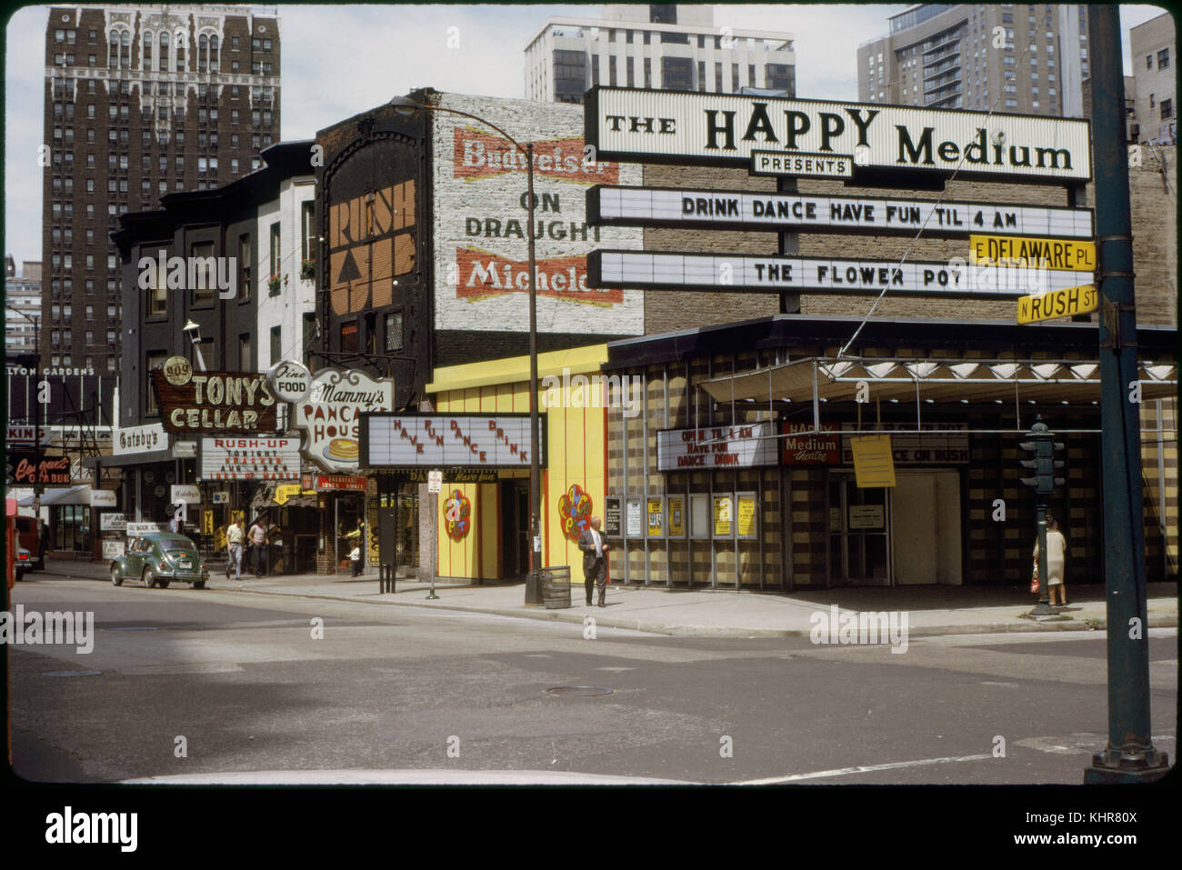 Street Scene, North Rush Street and East Delaware Place, Chicago, Illinois, USA, 1972 Stock Photo