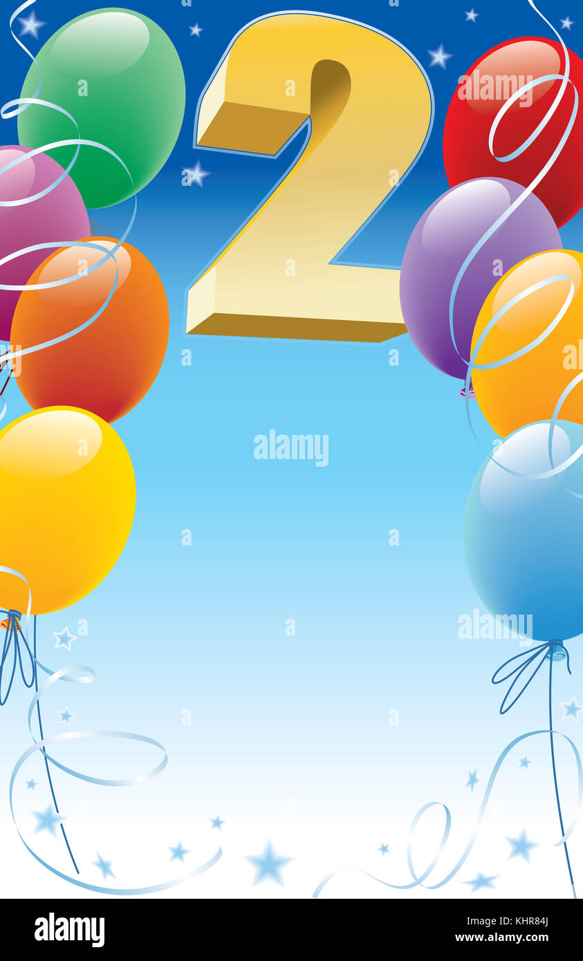 Background with design elements. The poster or invitation for 2nd birthday  or anniversary Stock Photo - Alamy