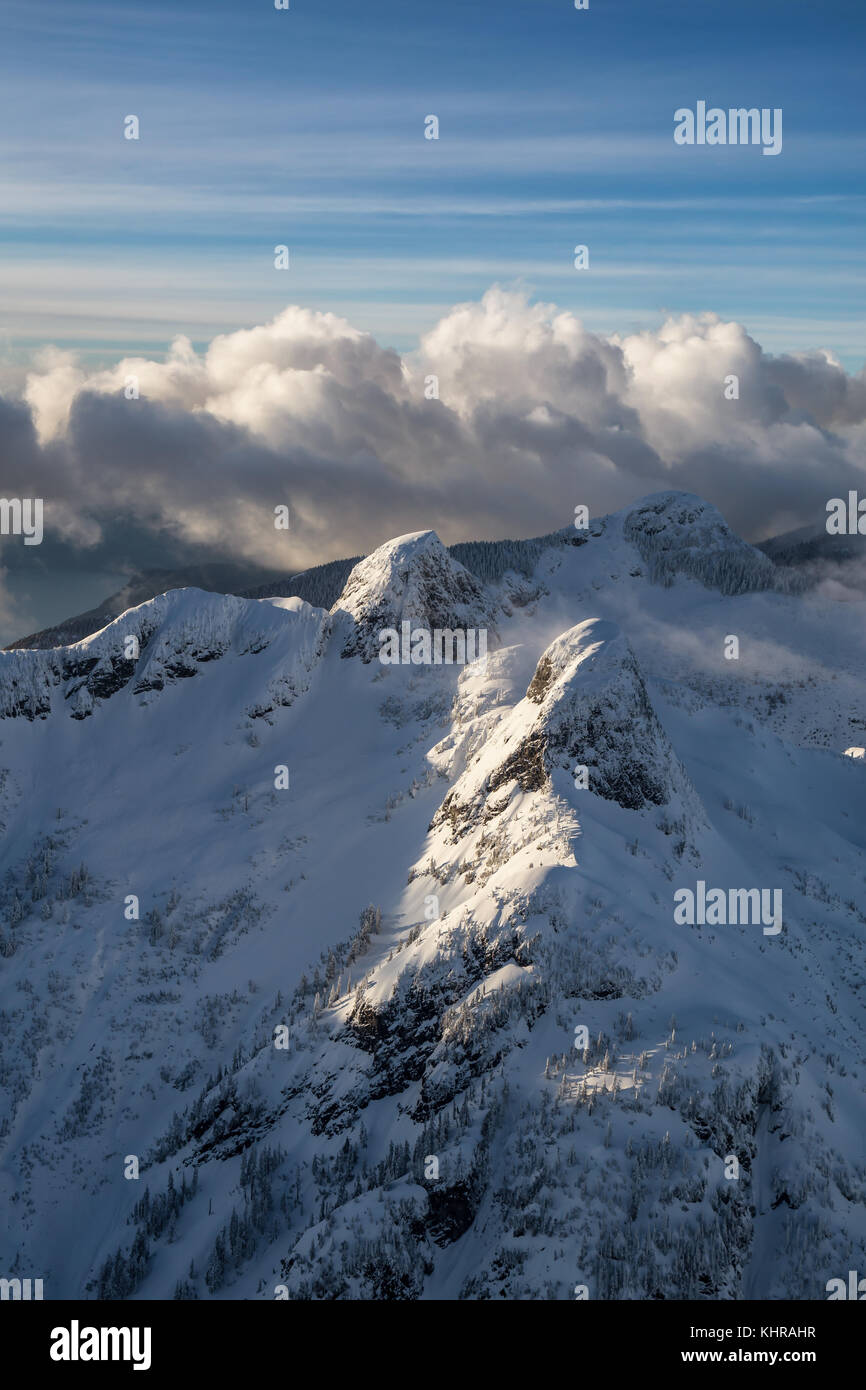 Aerial landscape view of Lion Mountains in Vancouver North Shore near ...