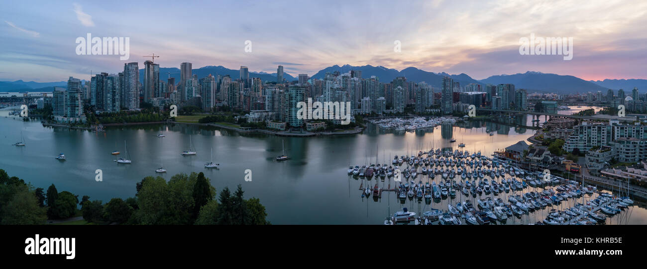 Panoramic City Skyline View of Downtown Vancouver around False Creek ...