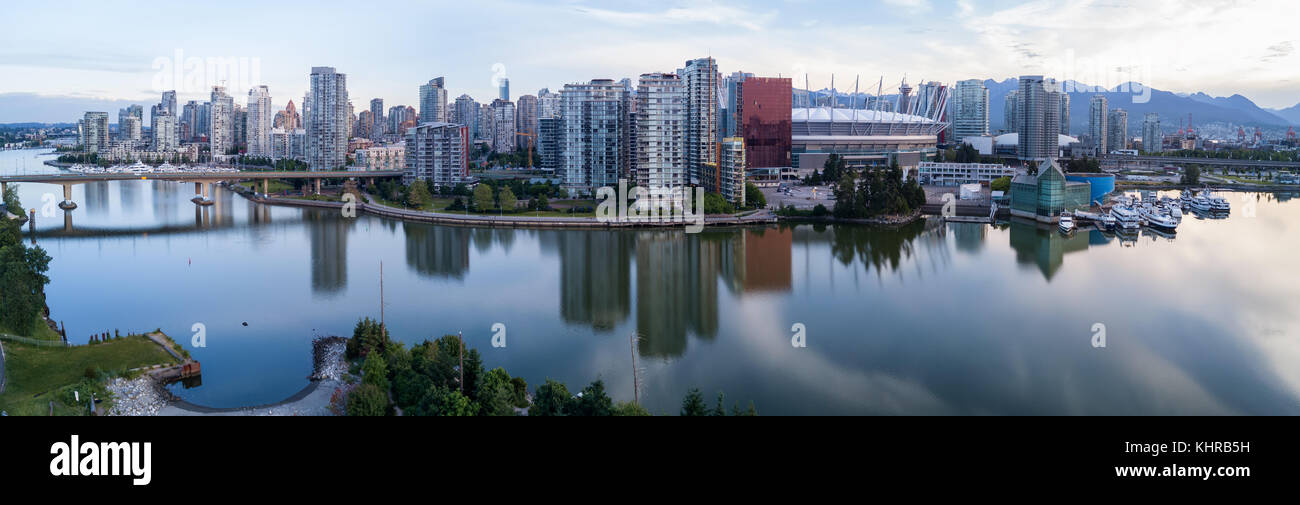Panoramic City Skyline View of Downtown Vancouver around False Creek ...