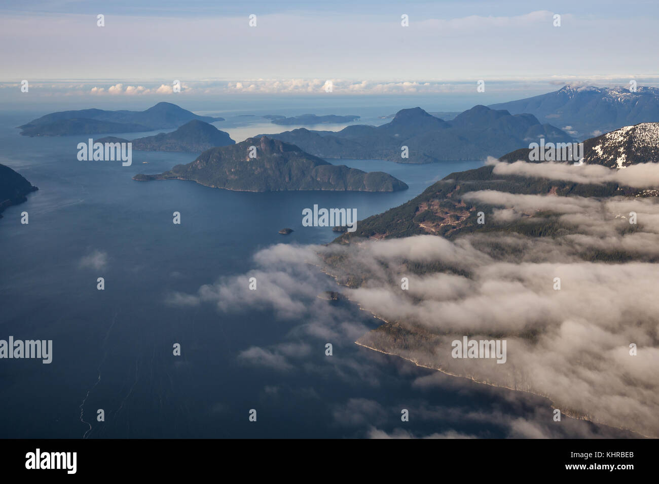 Islands in Howe Sound, taken North of Vancouver, BC, Canada, during an ...