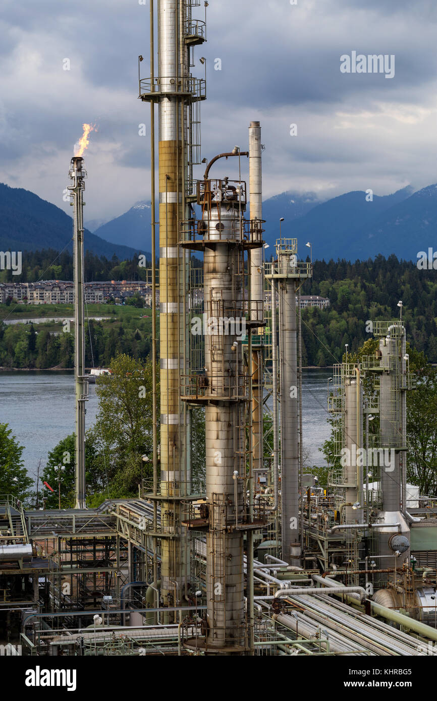 Oil Refinery Plant in Burnaby, Vancouver, British Columbia, Canada