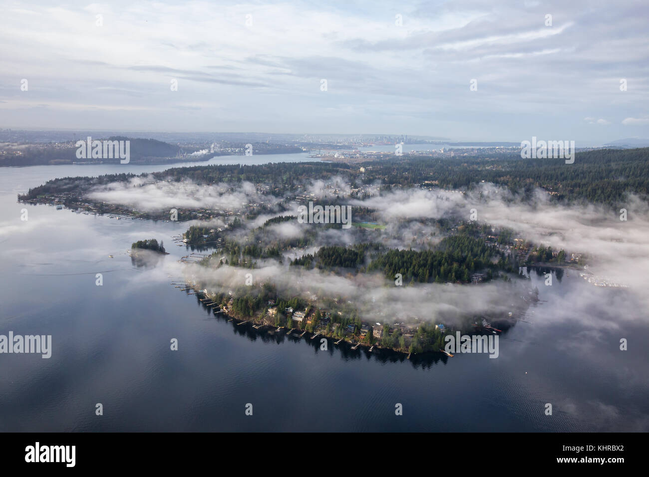 Beautiful view on the luxury homes in Deep Cove, Greater Vancouver, British Columbia, Canada