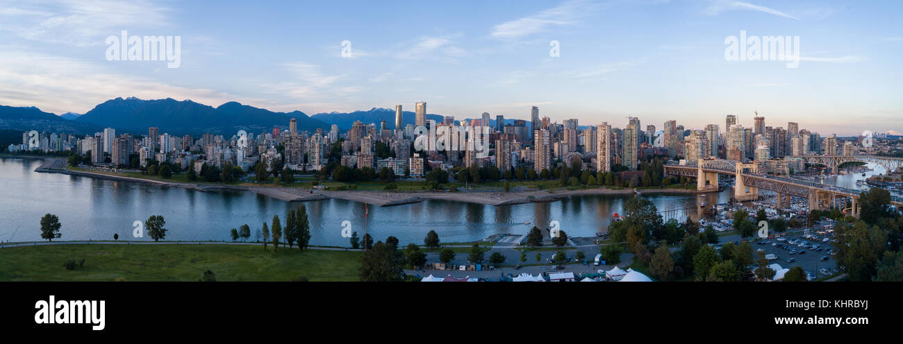 Aerial Panoramic Downtown City Skyline of Vancouver, British Columbia ...