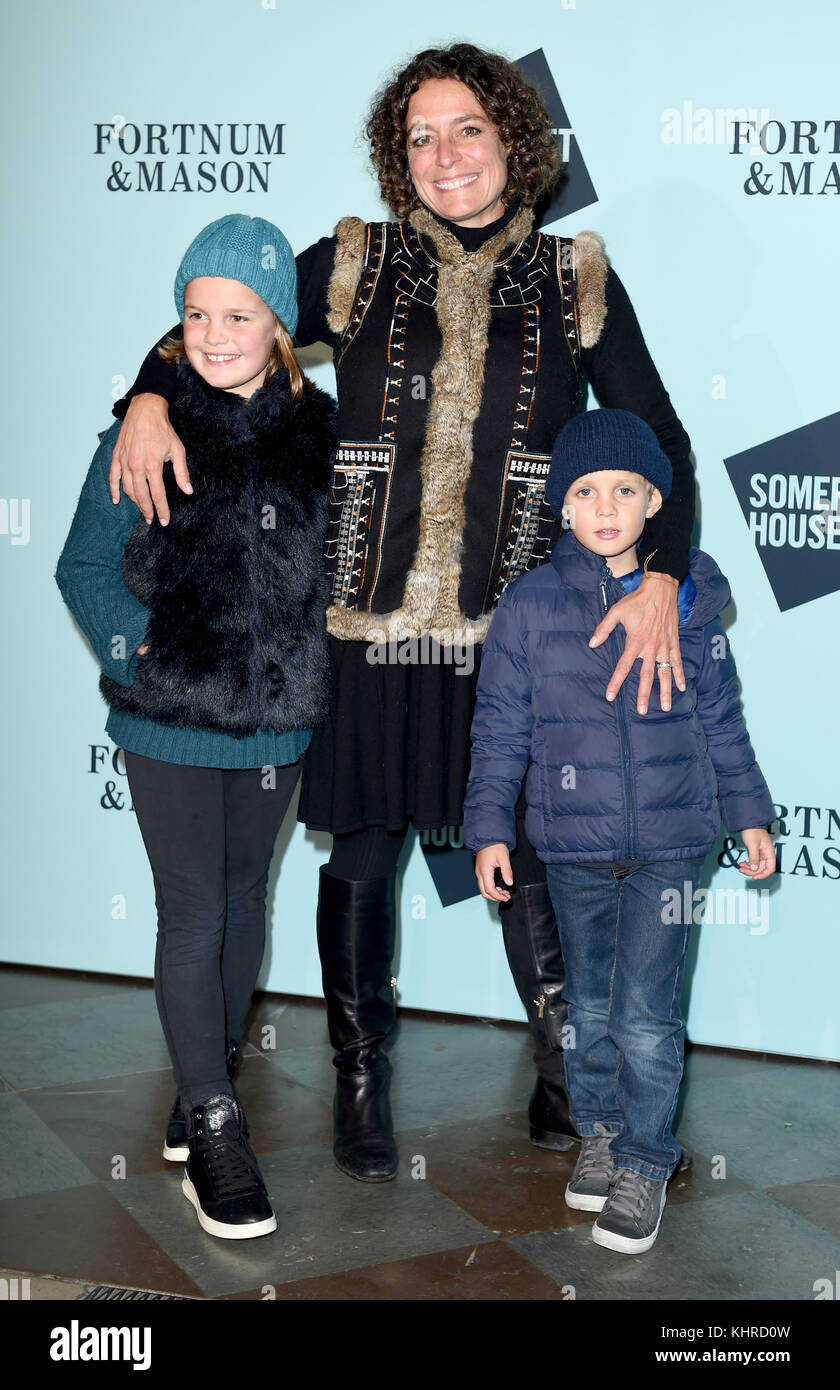 Photo Must Be Credited ©Kate Green/Alpha Press 079965 14/11/2017 Alex  Polizzi with children Olga Miller and Roco Miller Skate At Somerset House  Launch Party 2017 London Stock Photo - Alamy