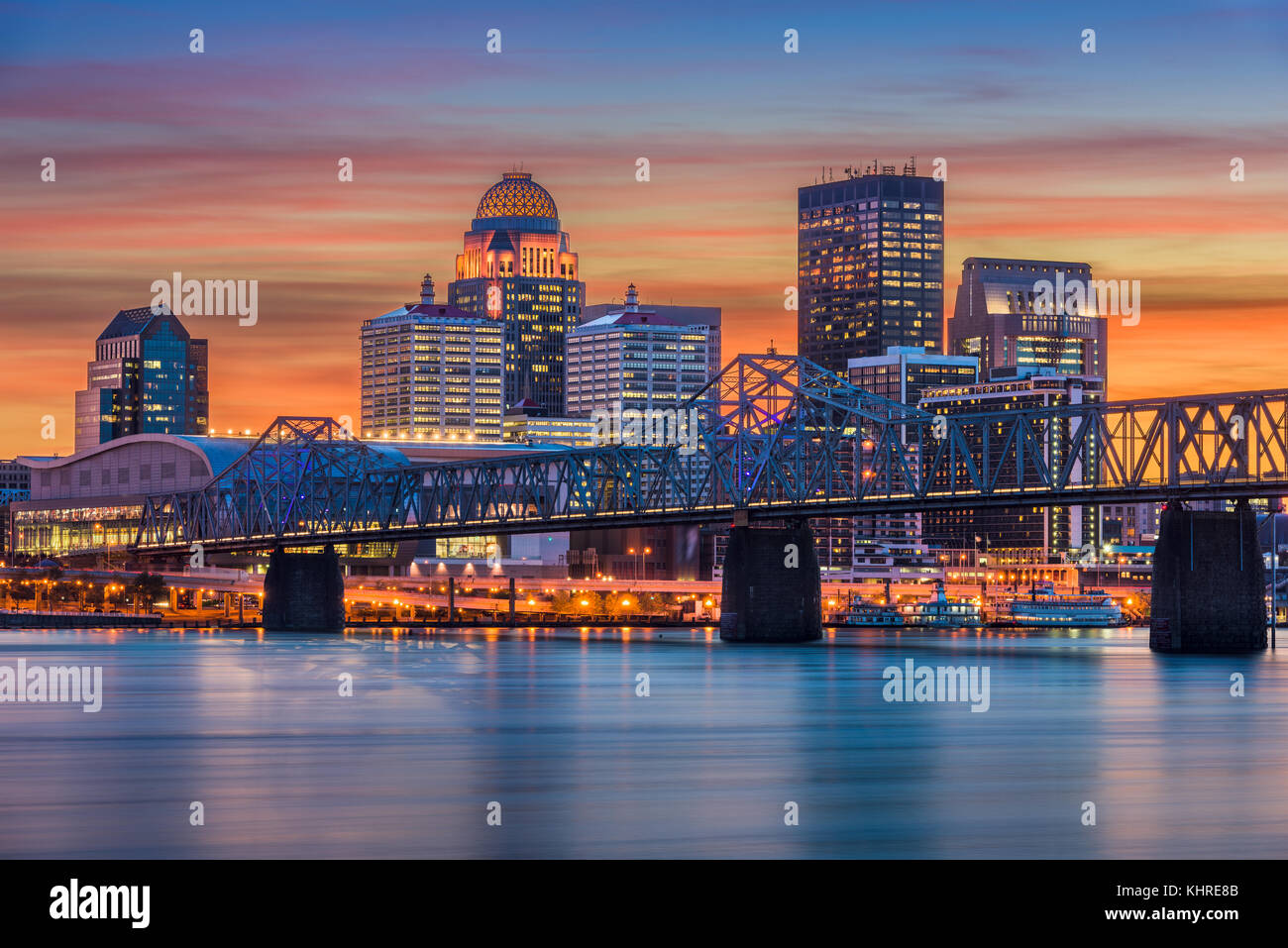 Louisville, Kentucky, USA skyline on the river. Stock Photo