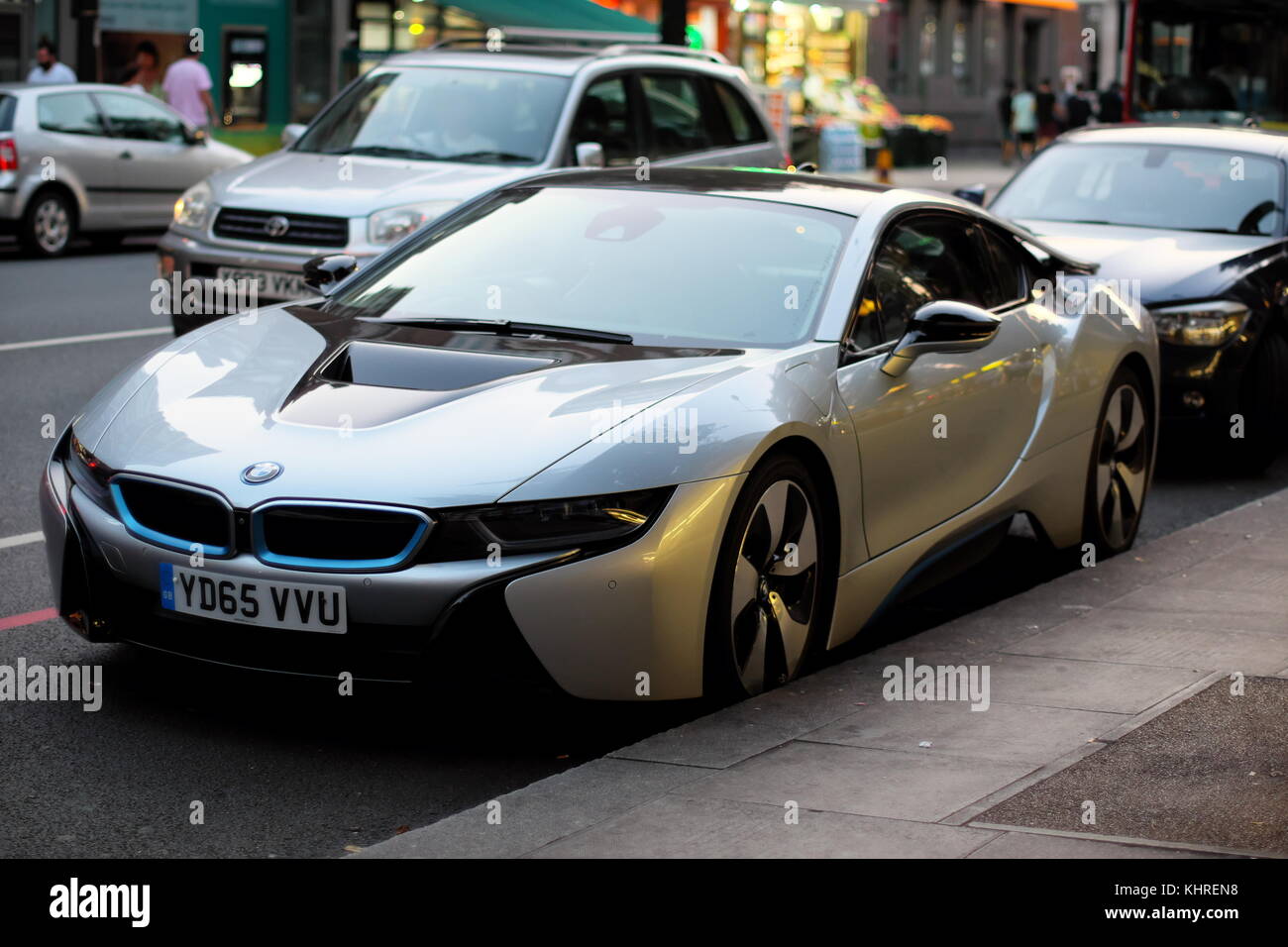 Modern BMW sports car parked on Edgware Road, London, England Stock ...