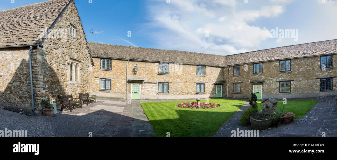 Panorama of Almshouses and garden in WottonunderEdge, Gloucestershire