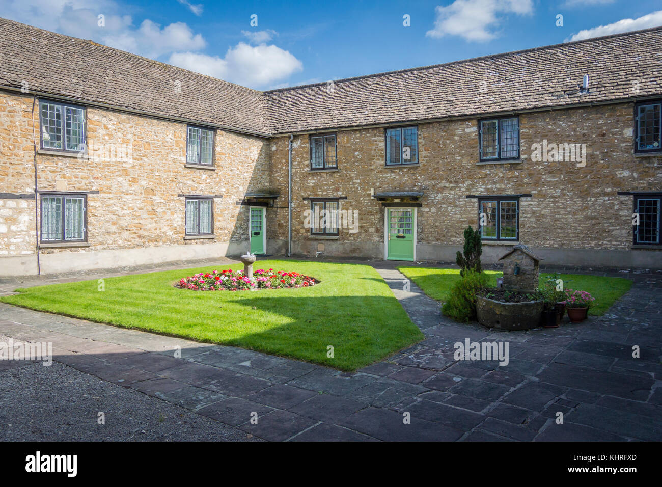 Almshouses and garden in WottonunderEdge, Gloucestershire, UK Stock