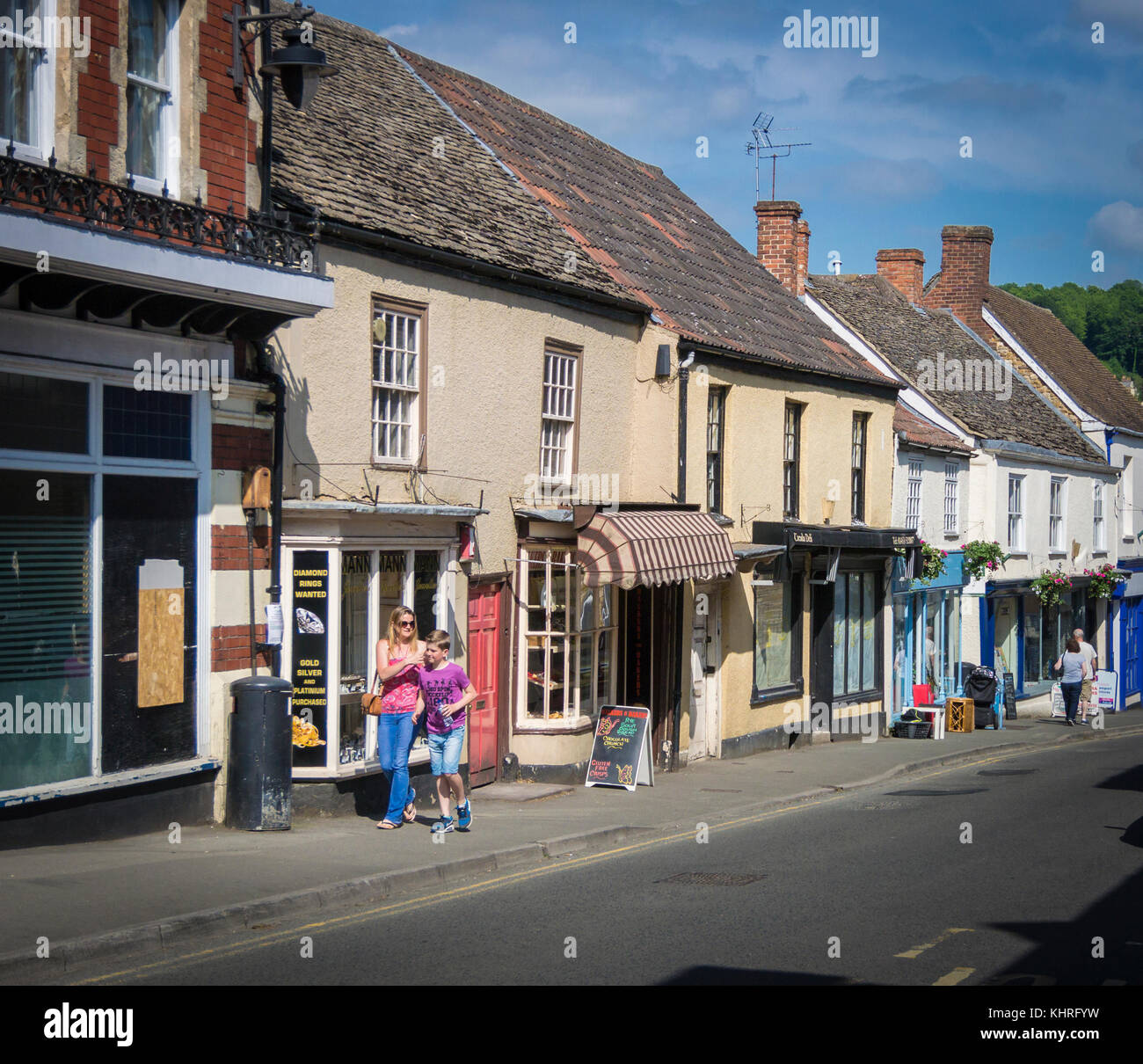 Shops in Long Street, WottonunderEdge, Gloucestershire, UK Stock